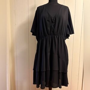 Arula Black Button Front Mini Dress